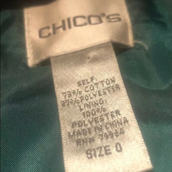 Chico’s Women’s O green zippered jacket - Picture 8 of 8